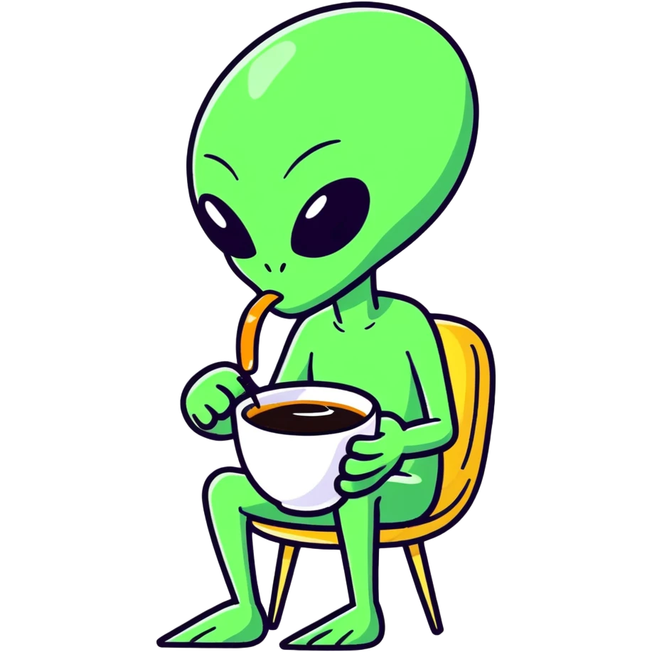 alien tomando cafe emoji