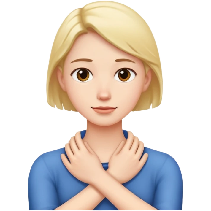 A person with the arms across their neck emoji