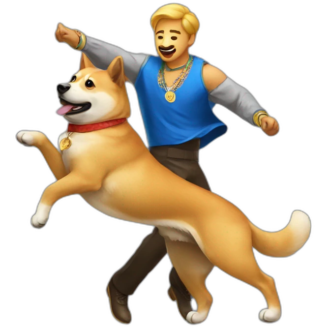 man with doge face dancing samba emoji