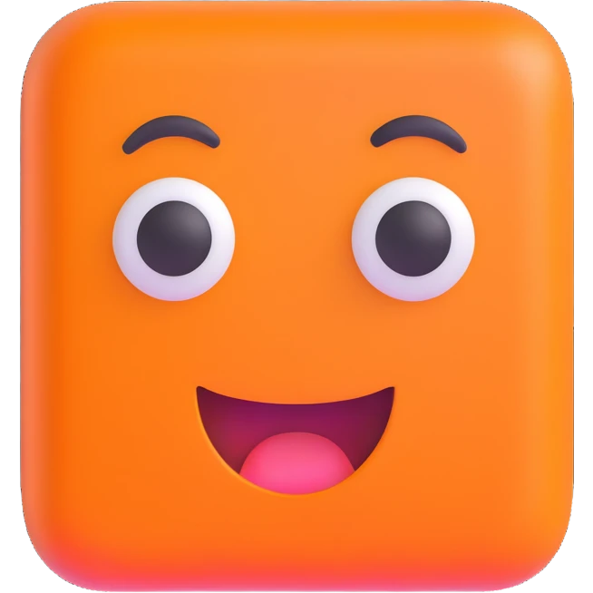 bright orange square emoji face with a very surprised expression emoji