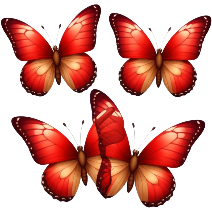 3 mariposas rojas  emoji