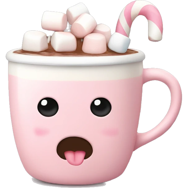 Light Pink mug of hot chocolate with marshmallows  emoji