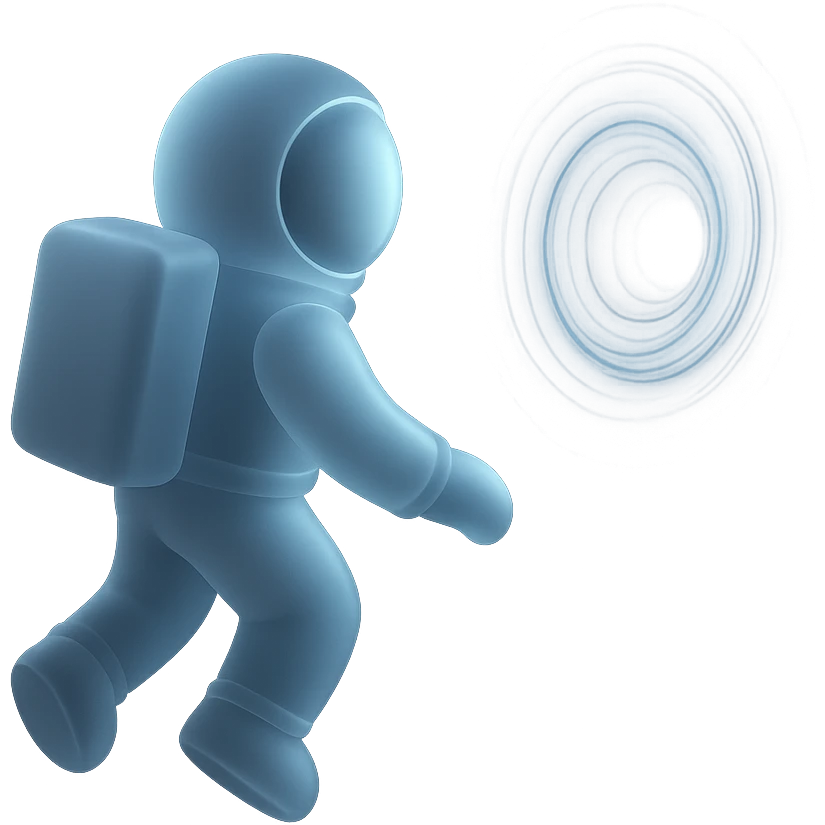 matte glass style astronaut floating near a wormhole, inspired by Interstellar emoji