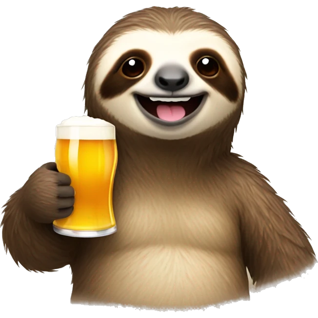 happy sloth with beer emoji