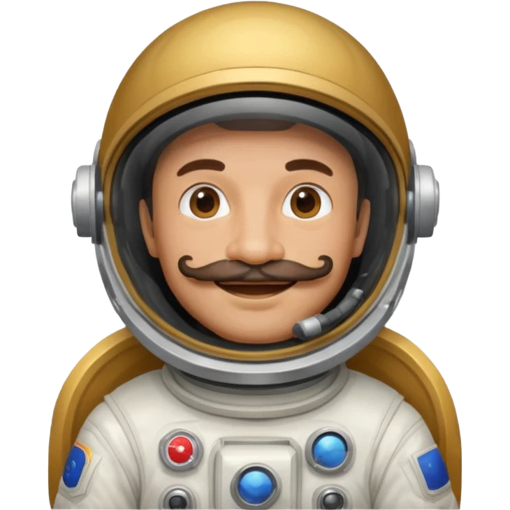 Mustached astronaut man holding helmet emoji