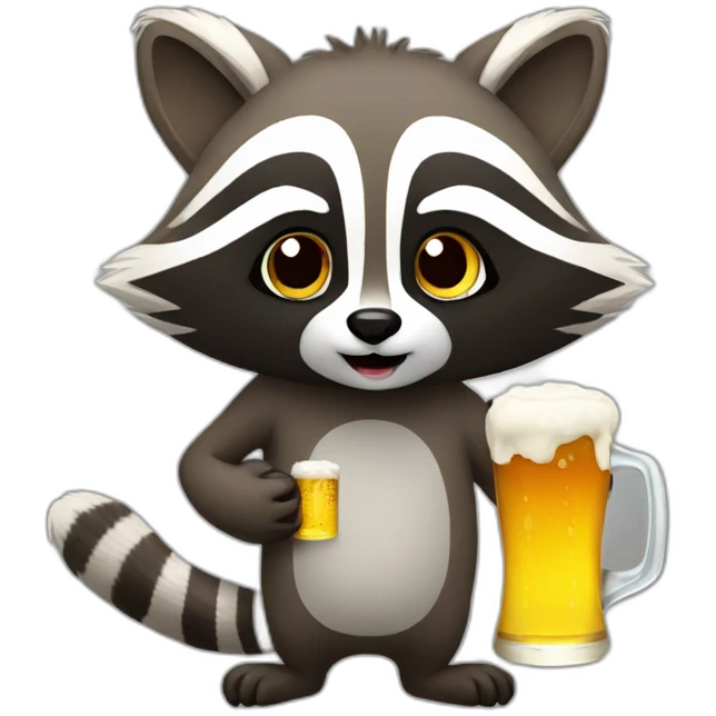 Raccoon with a beer emoji