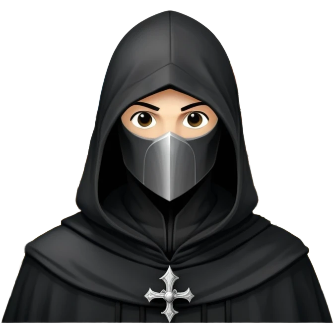 icon featuring Assasin's Creed in an iconic assassin's hood, standing tall against the backdrop of Florence. The design captures the essence of adventure, with intricate details of historical architecture and a sense of mystery. The character is poised, ready for action. transparent background. emoji