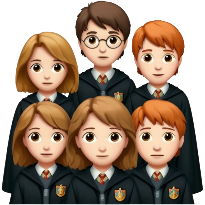 Harry Potter with Hermione Granger and Ron Weasley emoji