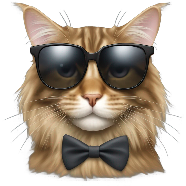 Maincoon Tabby cat with sunglasses emoji