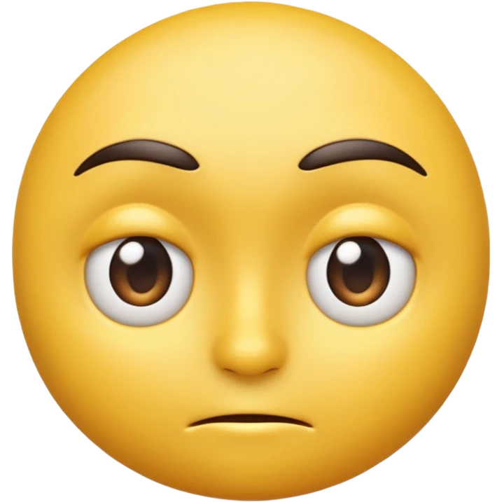 A 3D yellow emoji face giving a side-eye expression, one eyebrow raised, eyes looking sideways with a slightly skeptical or unimpressed look, clean white background, realistic shading, high detail, glossy texture, centered composition. emoji