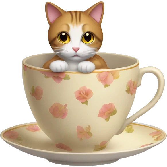 cat sitting in a tea cup emoji