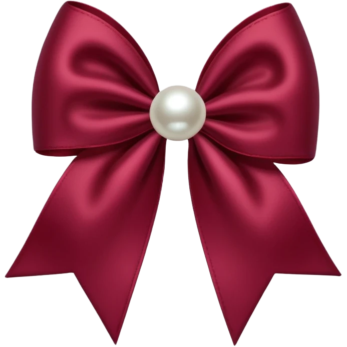Maroon bow with hanging pearl emoji
