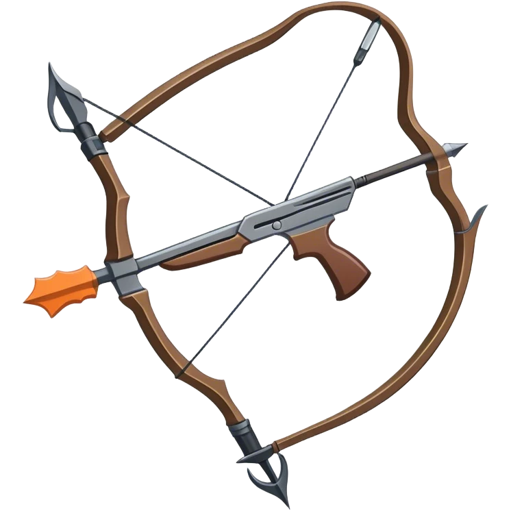 item, A cartoon illustration, in a bold outlined style with flat coloring and minimal shading. bow weapon emoji