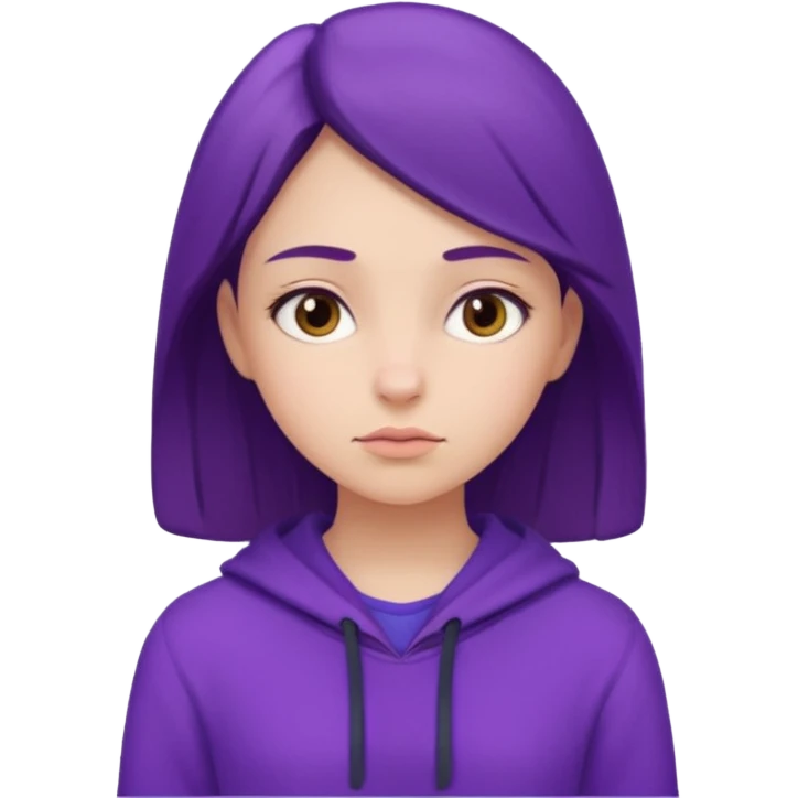 دخترکی با تیپ بنفش و حالت متفکر emoji