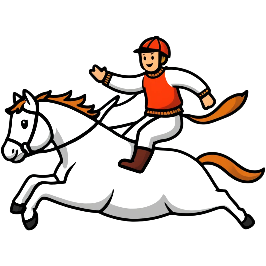 person riding a horse jumping over a dog emoji