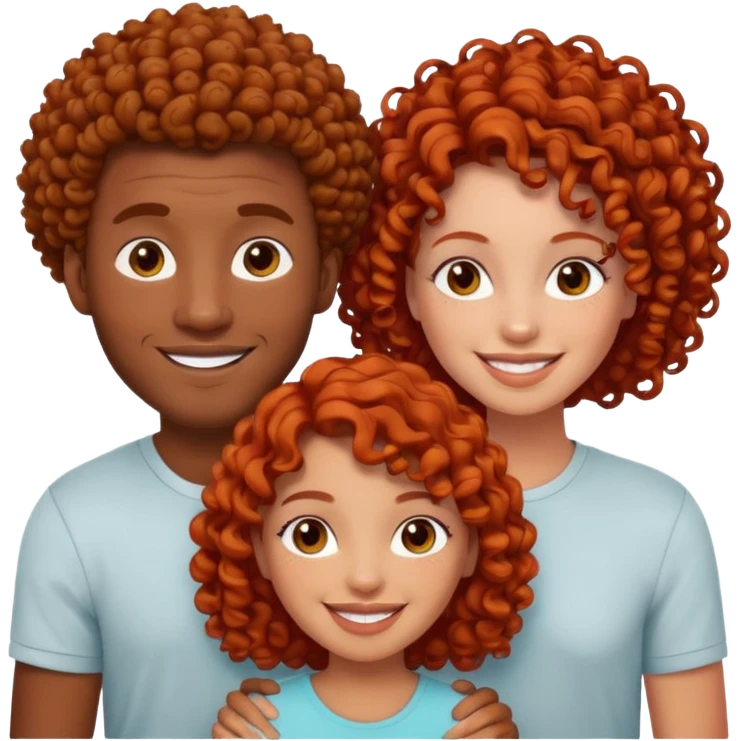 A couple with two black men and one curly redhead girl  emoji