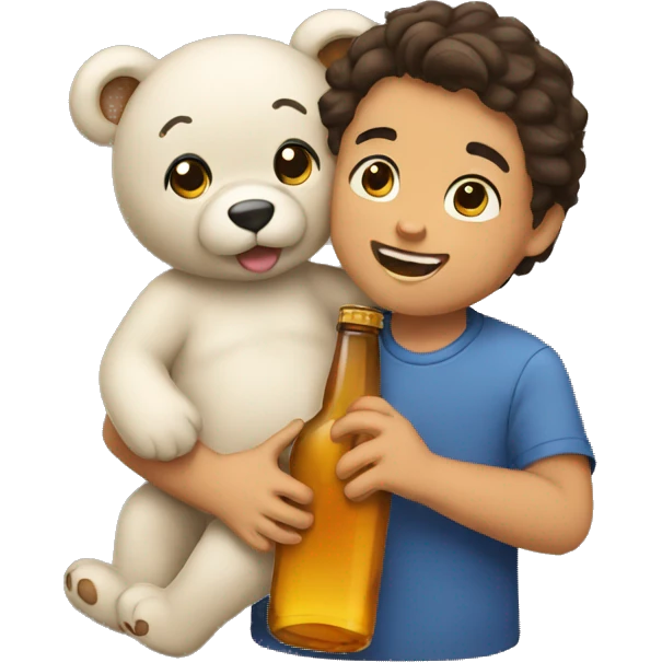 jj with a bear cub and a bottle  emoji
