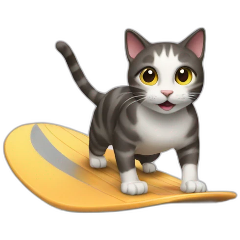 Cat surfing emoji