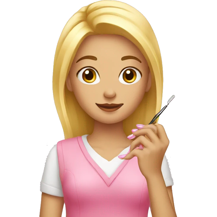 blond girl doing her nails emoji