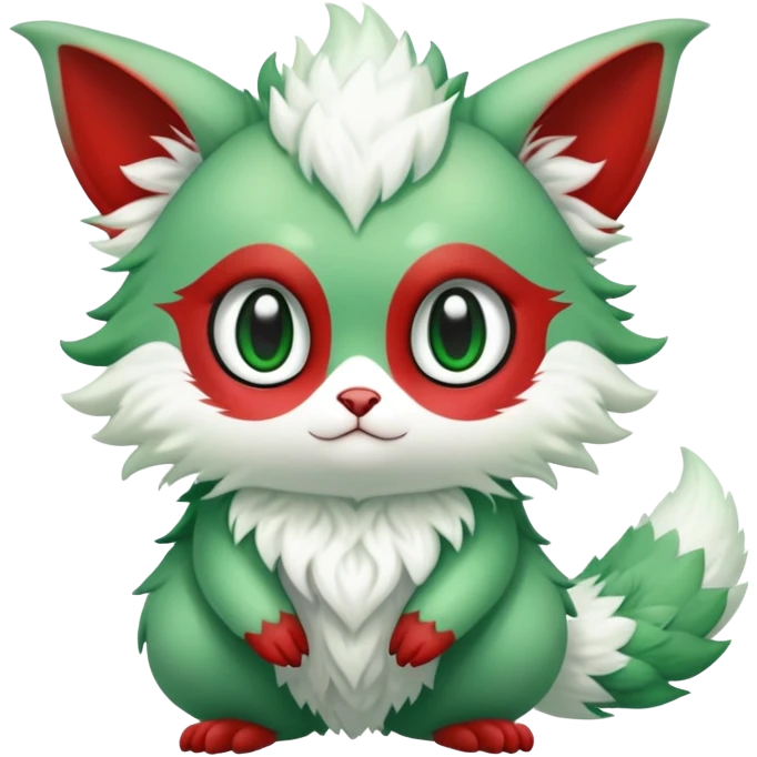 Kawaii Cute Edgy Green Red White ethereal Fionbri-Vernid-Trico-animal-creature full body emoji