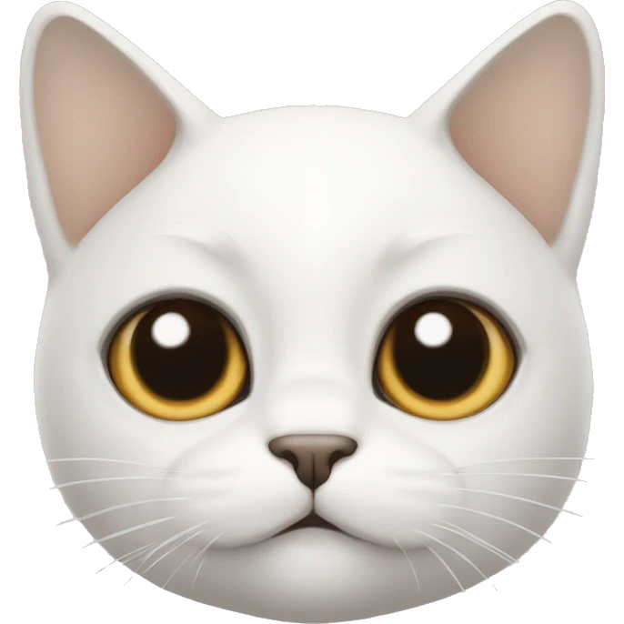 White cat with black eyebrows up to where the ears begin, with a white eyebrow up to where the ears begin, and a light brown circle at the top of the head with white hair surrounding it. emoji