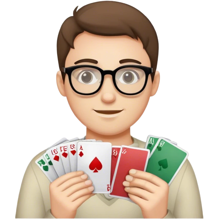 Guy with glasses collecting cards emoji