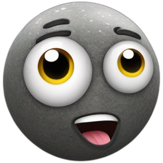 3d sphere with a cartoon diorite texture with big kind eyes emoji