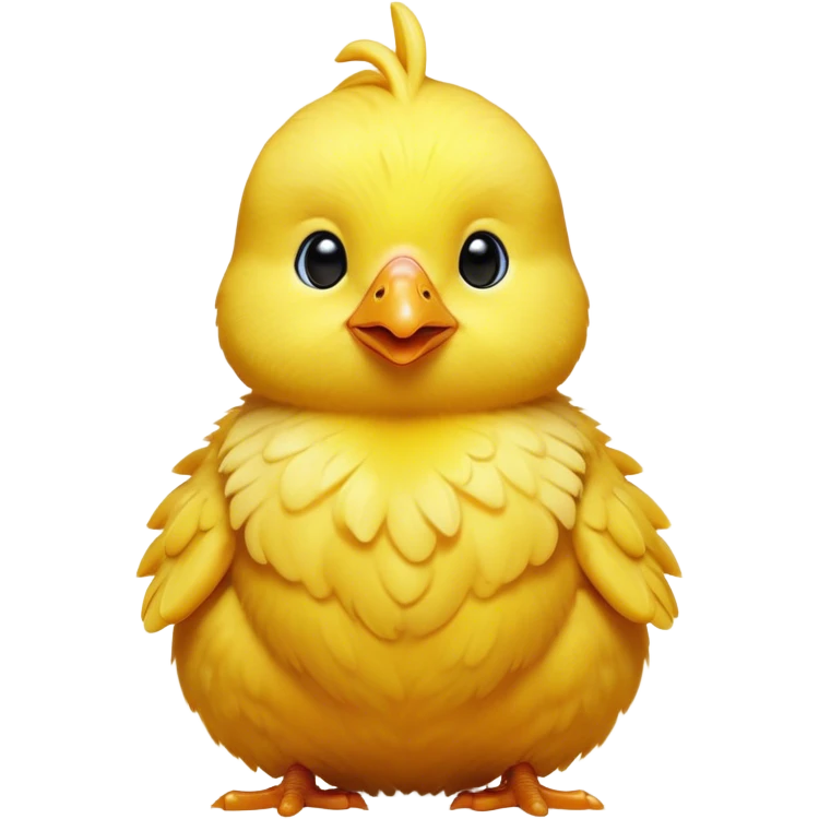 Cinematic Noble Yellow Baby Chicken Portrait Emoji, Poised and regal, with a tiny, fluffy build and a vibrant, well-groomed bright yellow downy coat, deep-set soulful beady eyes, Simplified yet sharp and sophisticated features, highly detailed, glowing with a soft, dignified glow, high shine, intelligent and charming, stylized with an air of youthful elegance, focused and attentive, soft glowing outline, capturing the essence of a watchful and confident little chick, so majestic it feels as though it could peep out of the screen with effortless authority! emoji