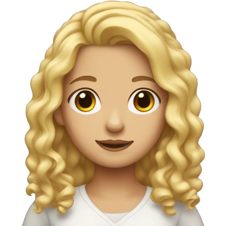 blonde girl with middle part curled hair emoji