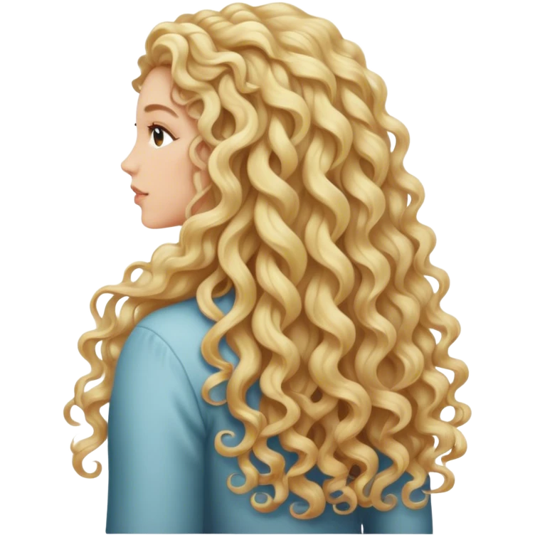 Blonde long curly hair lady from the back emoji