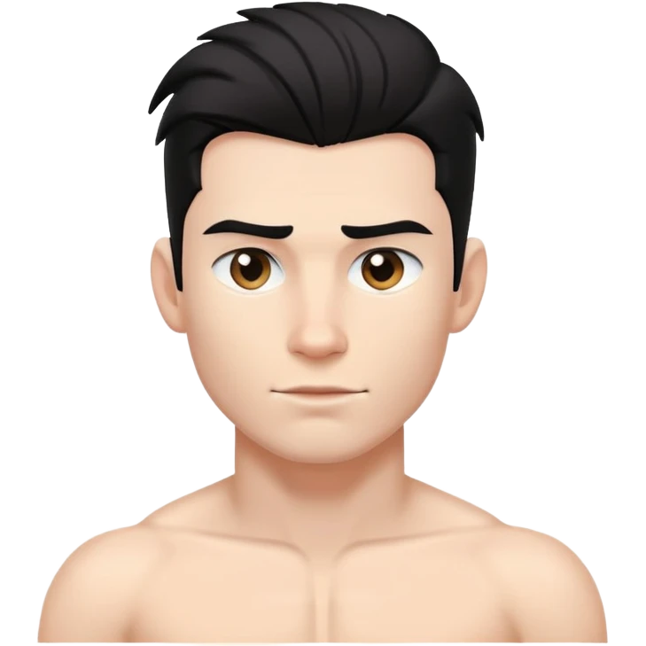 shirtless male athlete with white skin and slightly wavy black hair on top with shaved sides emoji