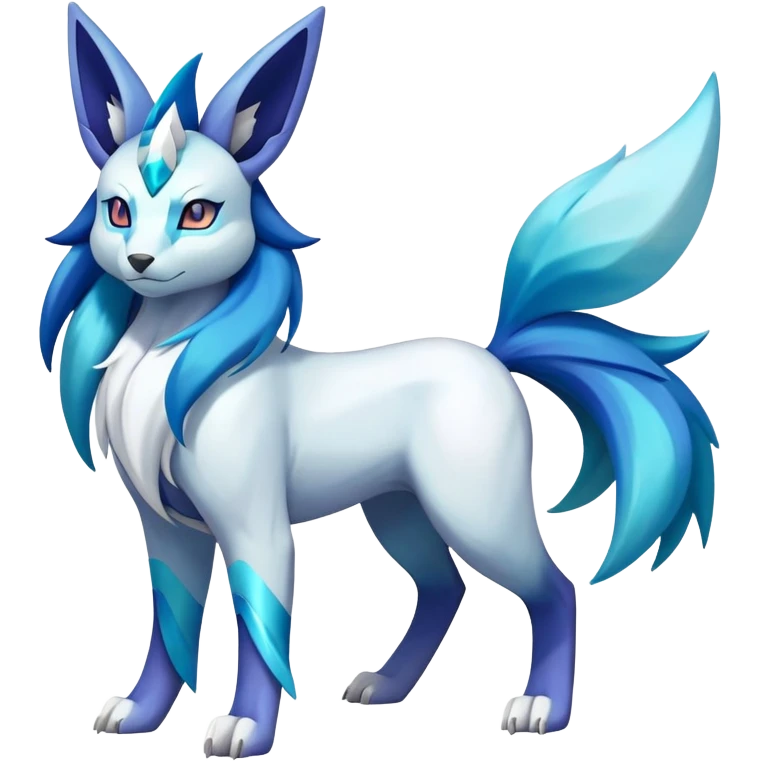 Shiny Colorful Iridescent Cobalion-Suicune-Glaceon-fakemon (full body) emoji