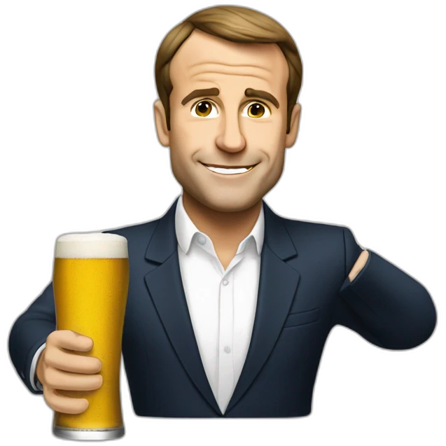 Macron qui bois une bière emoji