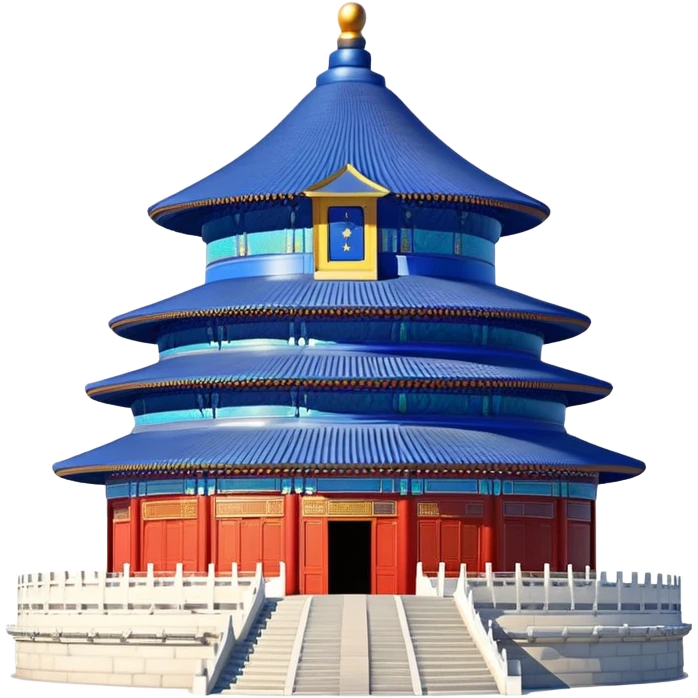 Temple of Heaven in Beijing, circular blue roof temple, ancient Chinese religious building, emoji style emoji