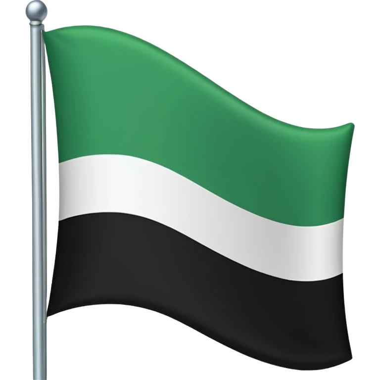 A flag that is made of three horizontal bars. The top bar is black, the middle bar is green, and the bottom bar is white. There is black text that reads “ЦГР” emoji