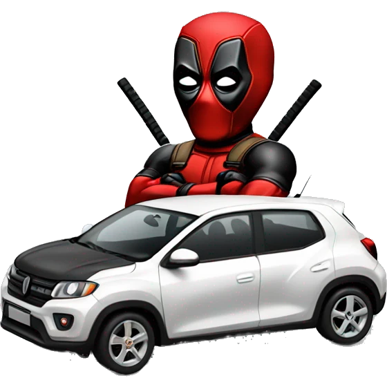 deadpool with kwid car emoji