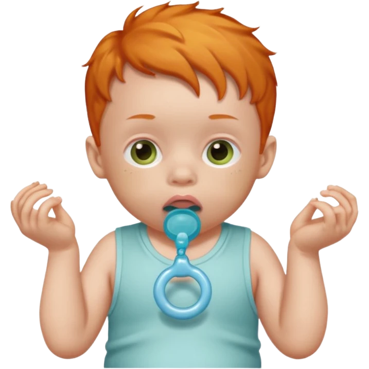 newborn ginger with pacifier no hands emoji
