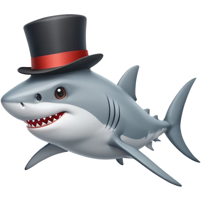 Shark with a top hat emoji