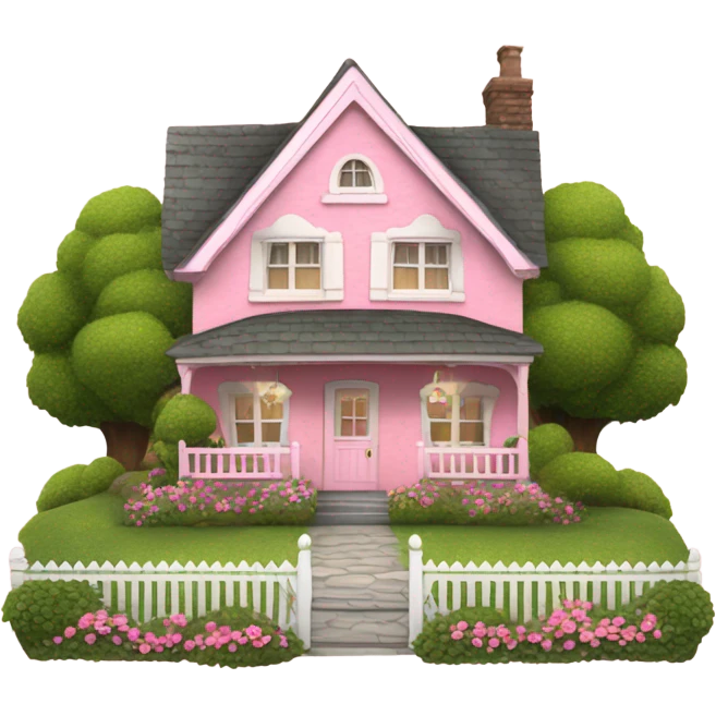 Pink Coquette cottage with trees  emoji