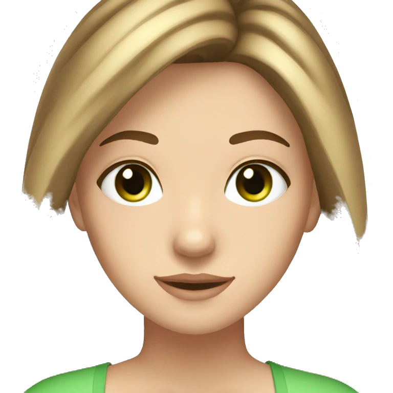 15 year old girl with brown hair and blonde highlights with straight hair and green eyes emoji