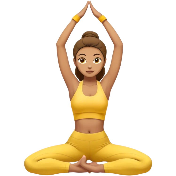 Lady wearing yellow yoga clothes doing yoga pose emoji