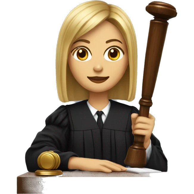 woman with straight hair in judge outfit with gavel  emoji