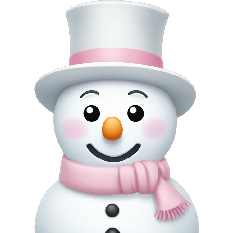 Cute white and light pink snowman emoji