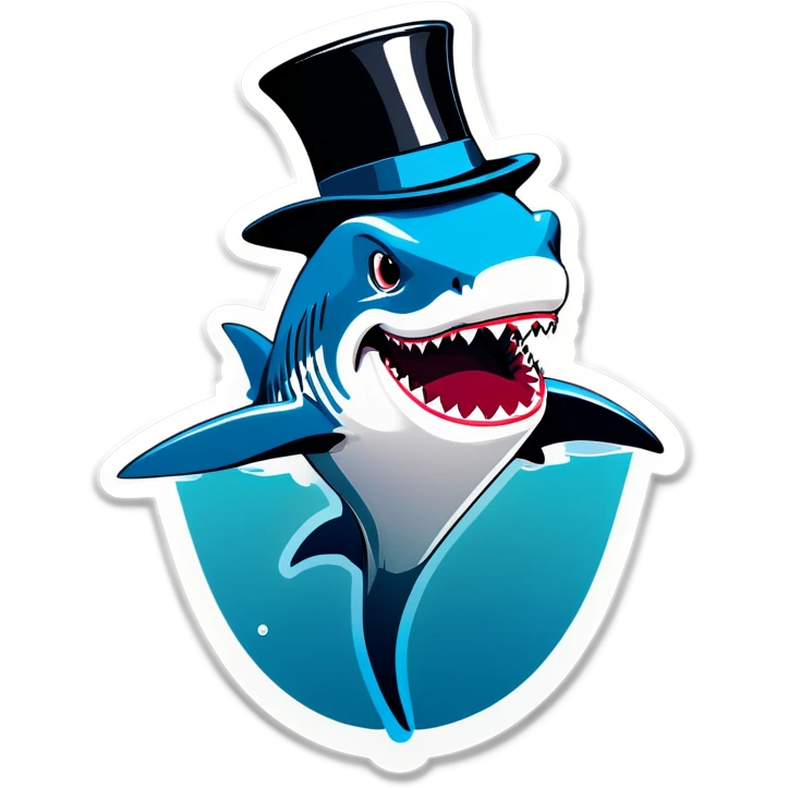 Shark with a top hat emoji