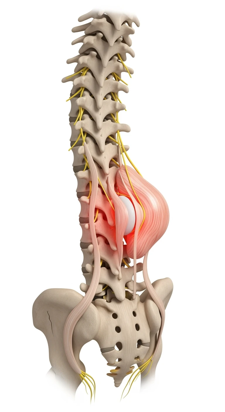 spina dorsale anatomica umana infiammata con ernia, ISOLATO SU SFONDO BIANCO emoji