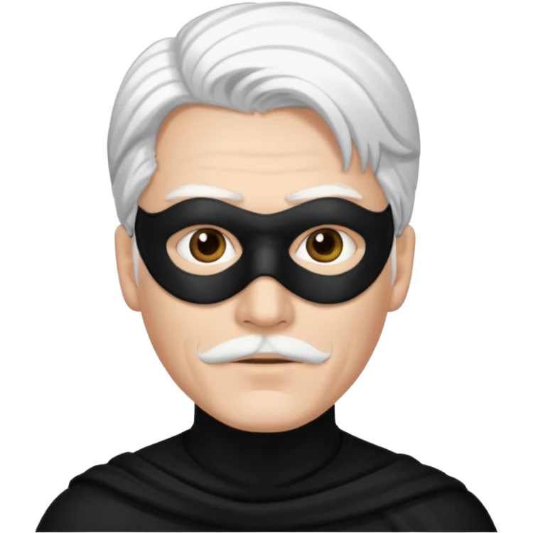 Мужчина с белыми волосами в черный маске emoji