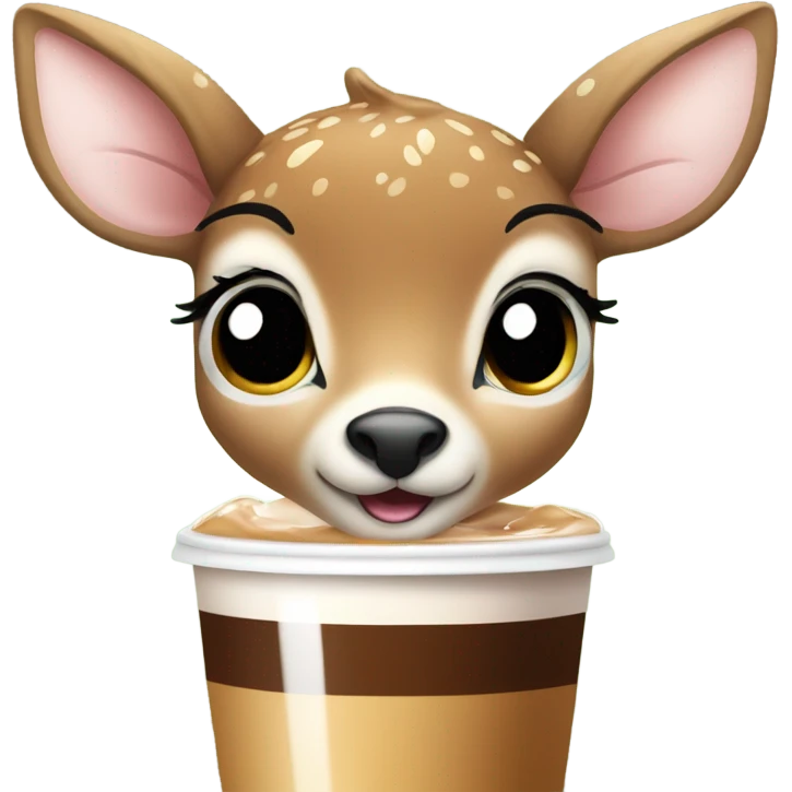 Baby deer drinking iced coffee emoji