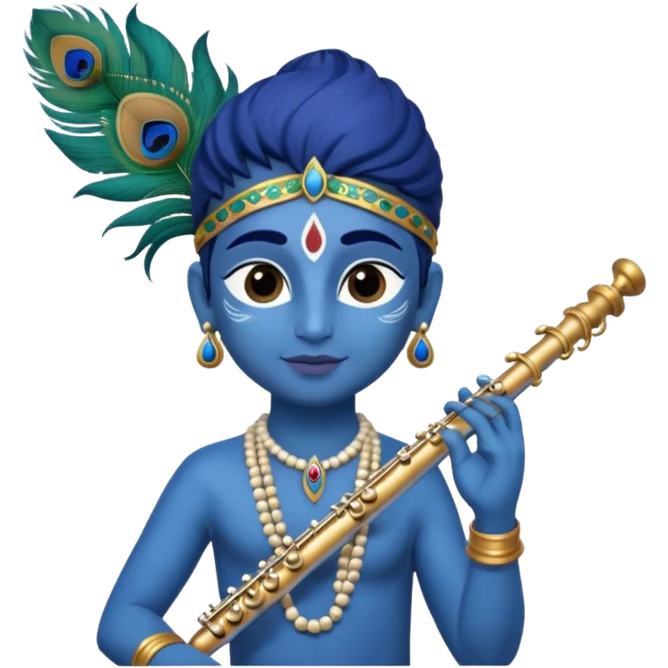 lord krishna emoji, blue skin, peacock feather, flute emoji