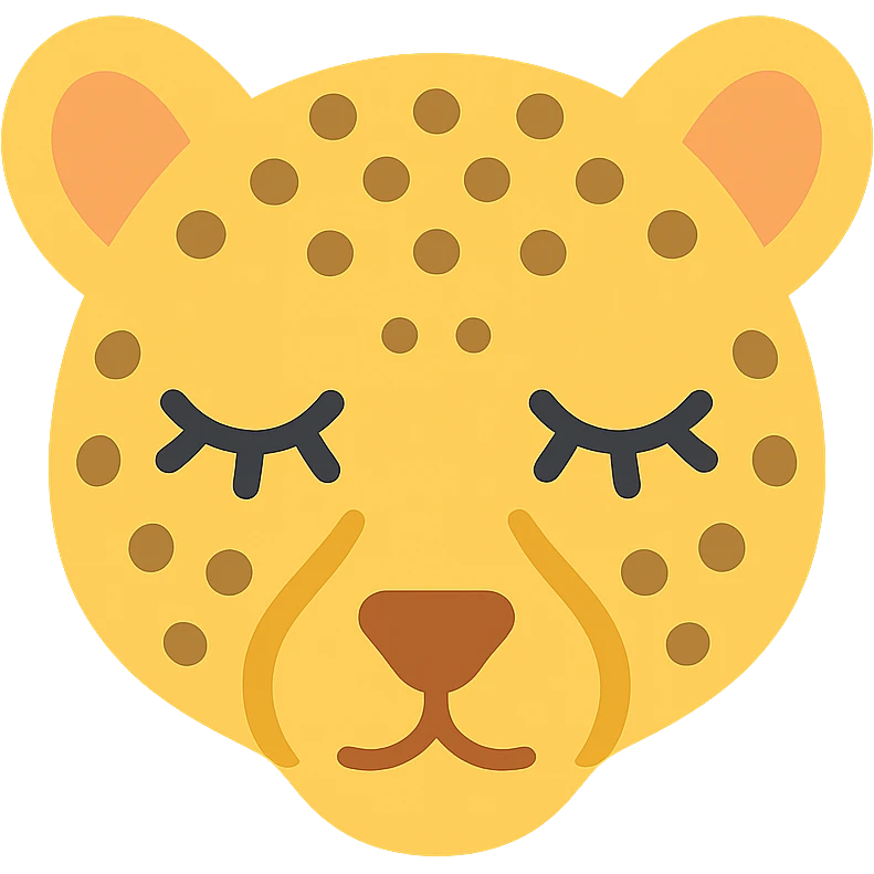 cheetah with long eyelashes color icon emoji