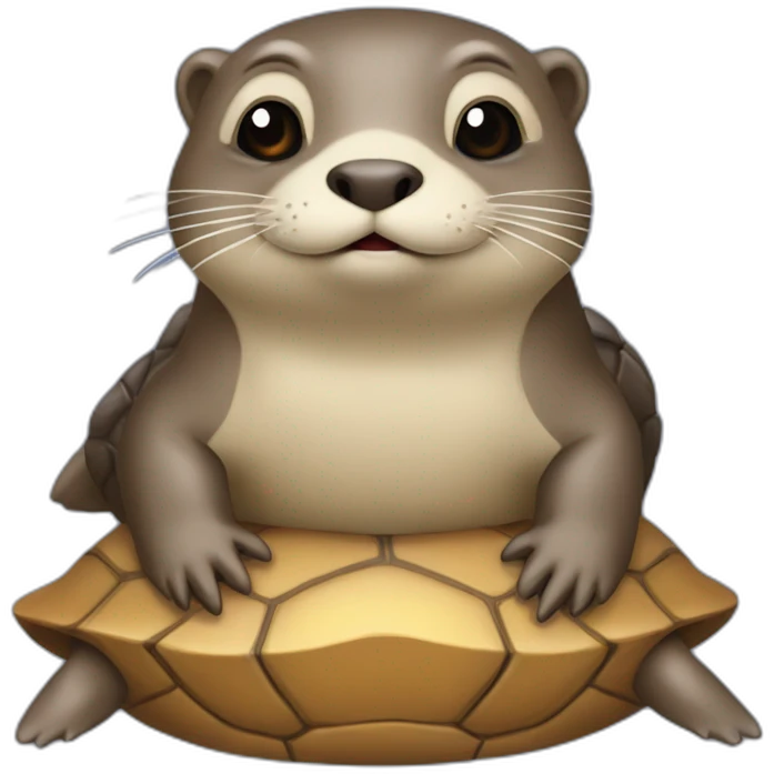 Une loutre sur une tortue emoji